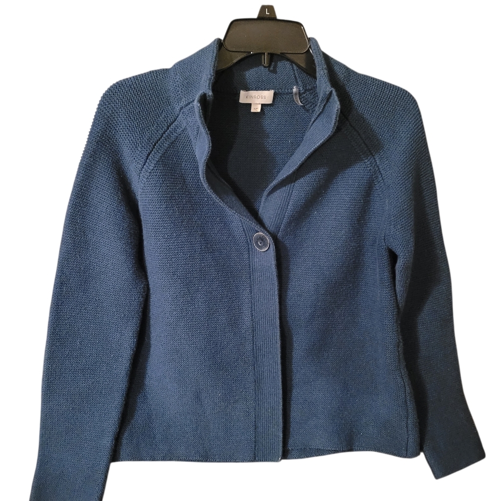 KINROSS garter stitch all cotton cropped cardigan - S.         D64
